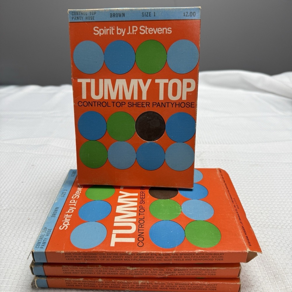 4 Vintage 70s Spirit JP Stevens Tummy Top Controltop Sheer Pantyhose Brown Sz 1